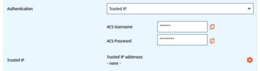 Screenshot: ACS method of authentication