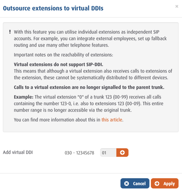 screenshot Outsource extensions to virtual DDIs