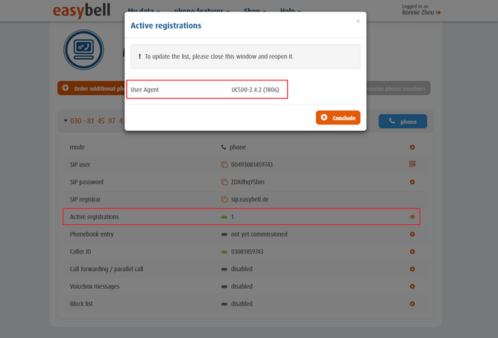 How To Set Up An Easybell S I P Trunk With Open Vox P B X Manage Phone Numbers In Customer Portal 3